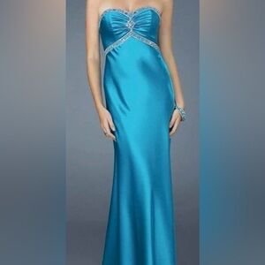 Elegant  Turquoise Satin Gown